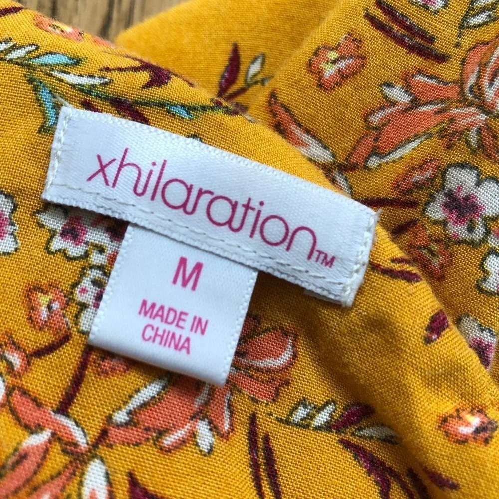 xhilaration Floral Spaghetti Strap V-Neck Mini Dress Medium